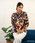 Crinkled Satin-Feel Printed Top 71211